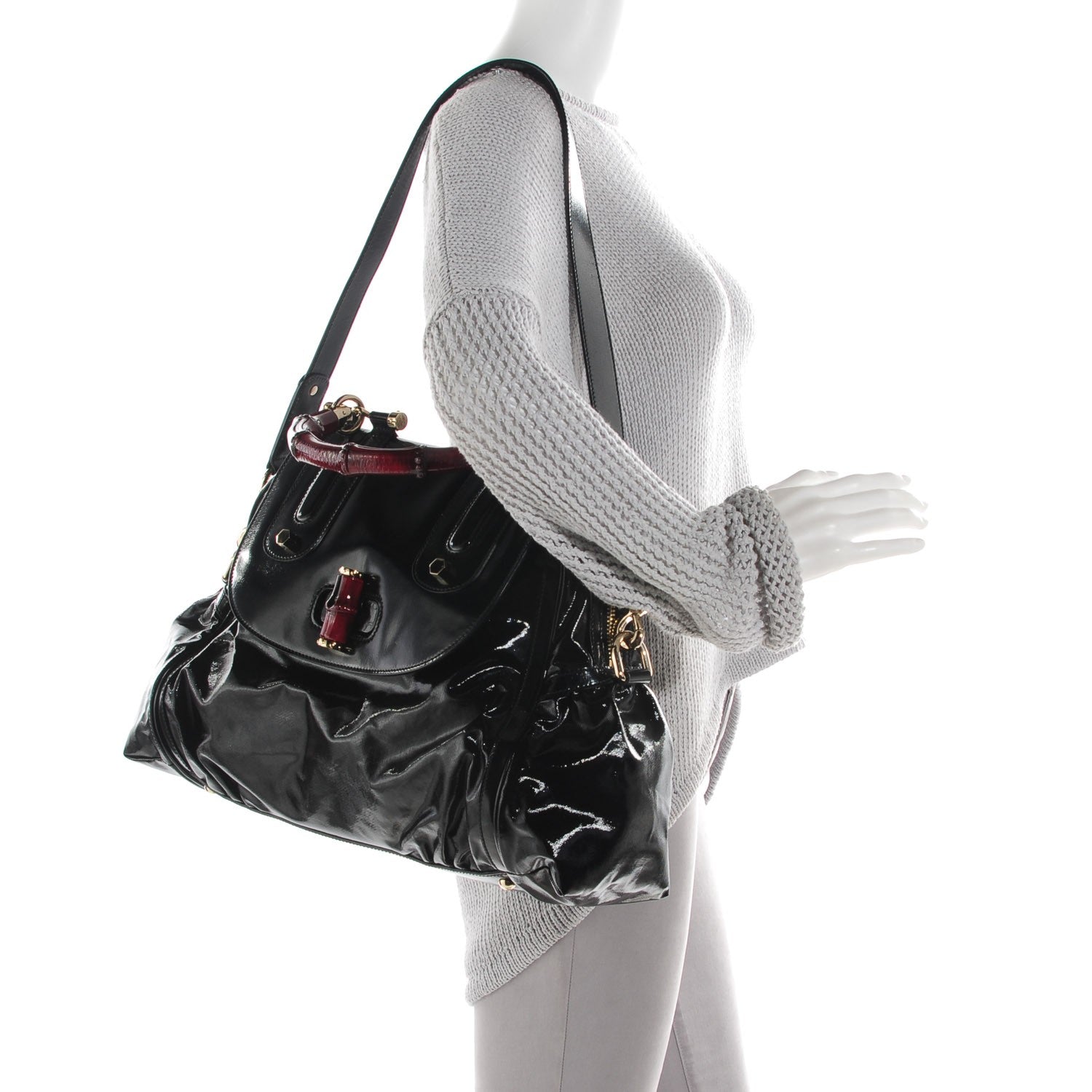 Gucci Dialux Pop Bamboo Handle Tote Black 2 of 16