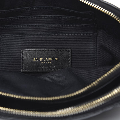 Saint Laurent Grained Lambskin Quilted Mini Becky Double Zip Bag Black 6 of 11