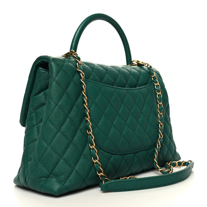 Chanel Caviar Quilted Medium Coco Handle Flap Green 3 of 11