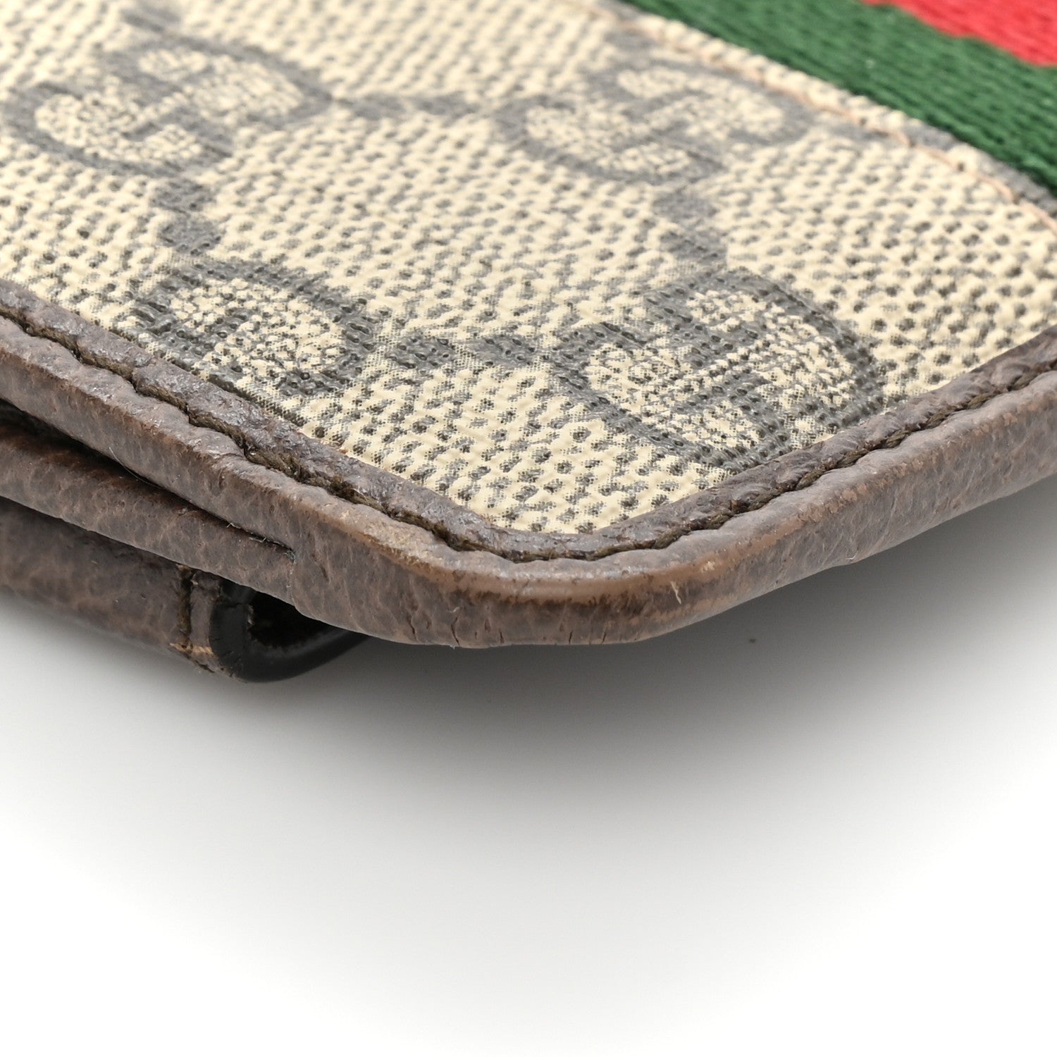 Gucci GG Supreme Monogram Web Ophidia Zip Card Case Brown 10 of 12