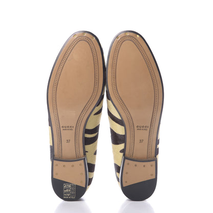 Gucci Calf Hair Tiger Print Womens Jordaan Loafers 37 Natural Black Romantic Cherry 7 of 11