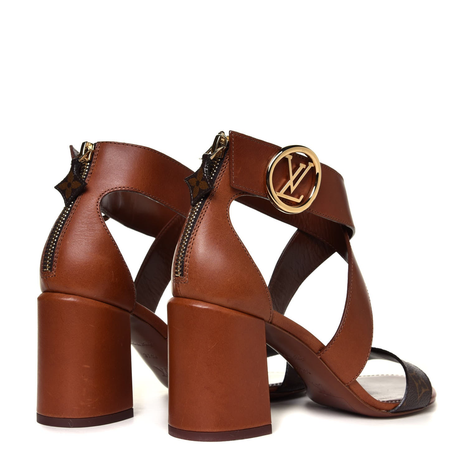 Louis Vuitton Calfskin Monogram Horizon Sandals 37.5 Cognac Brown 6 of 12