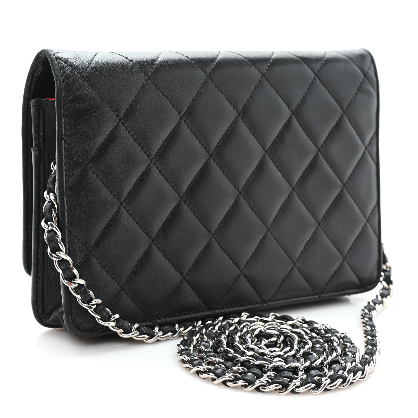 Calfskin Quilted Cambon Wallet on Chain WOC Black