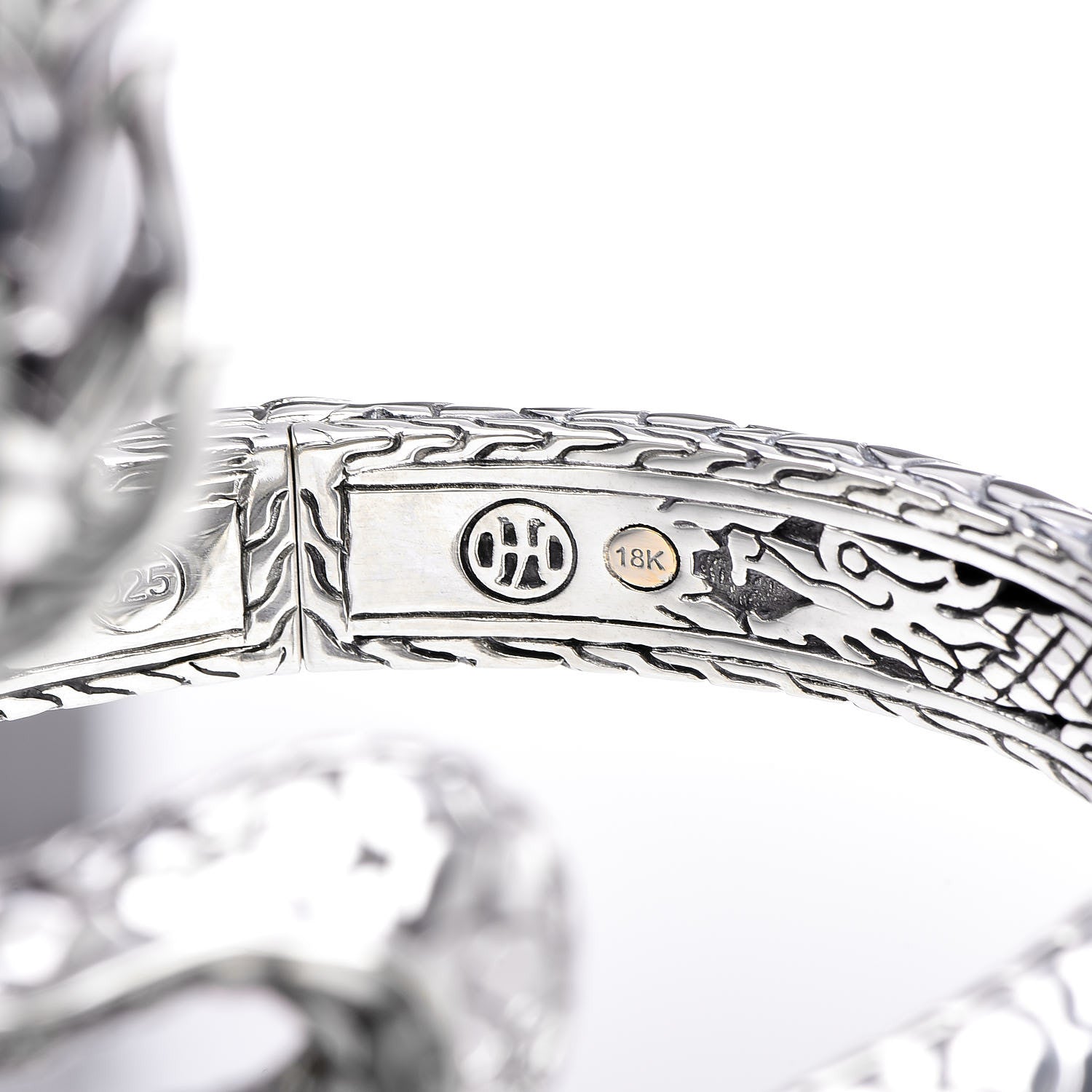 John Hardy Sterling Silver 18K Yellow Gold Naga Dragon Kick Cuff Bracelet 8 of 8