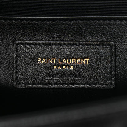 Saint Laurent Grain De Poudre Textured Mixed Matelasse Triquilt Medium Monogram Satchel Black 6 of 9