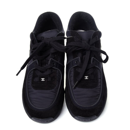 Chanel Nylon Calfskin Suede Calfskin CC Sneakers 38 Black 5 of 11