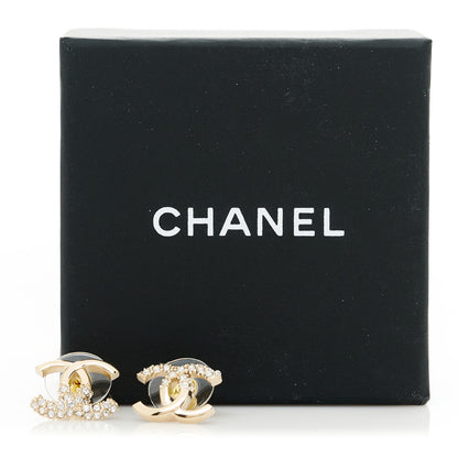 Chanel Crystal Metal CC Earrings Gold 5 of 5