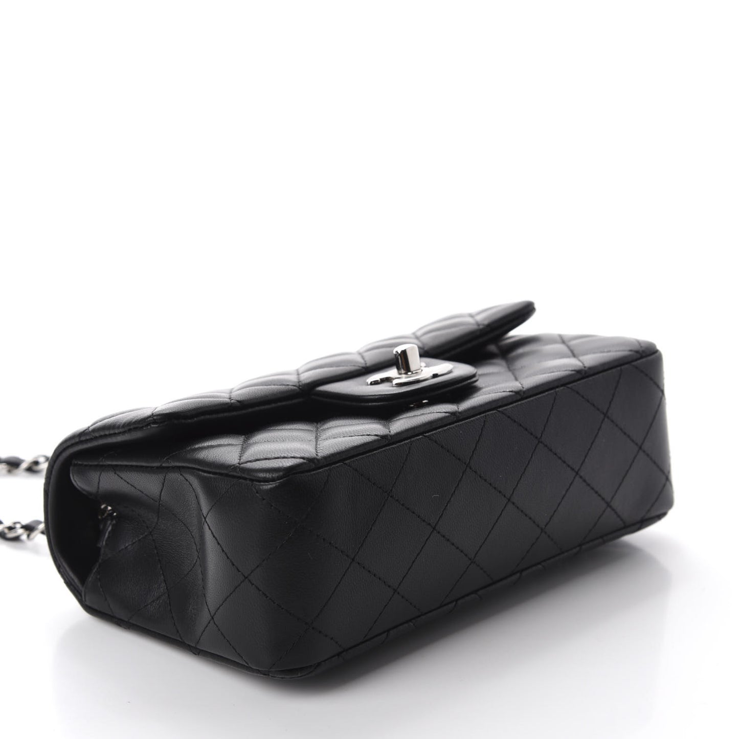 Lambskin Quilted Mini Rectangular Flap Black