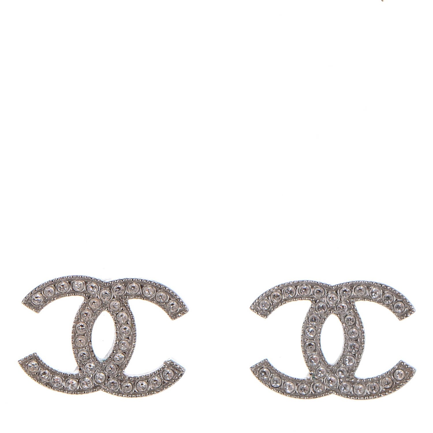 Chanel Crystal CC Earrings Silver 1 of 5