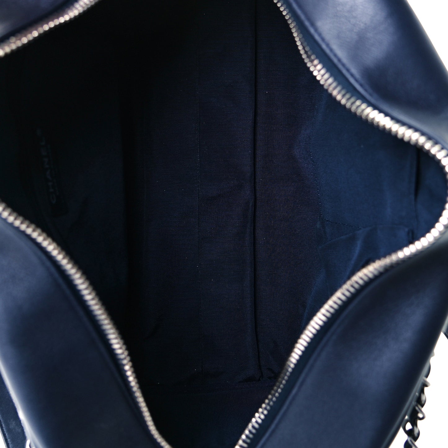 Calfskin Timeless Duo Bowling Bag Dark Navy Black