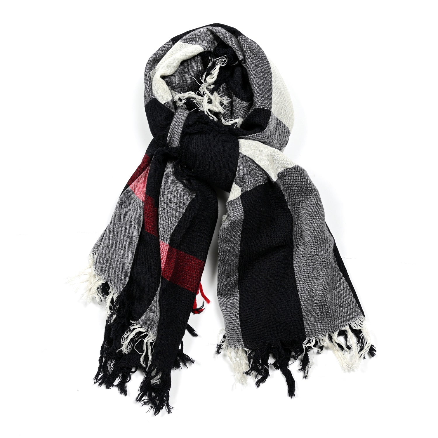 Burberry Merino Wool Check Square Scarf Navy 1 of 4