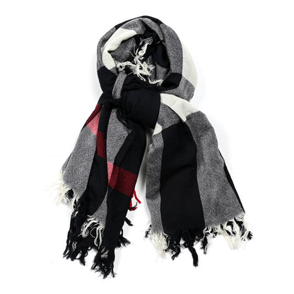 Burberry Merino Wool Check Square Scarf Navy 1 of 4