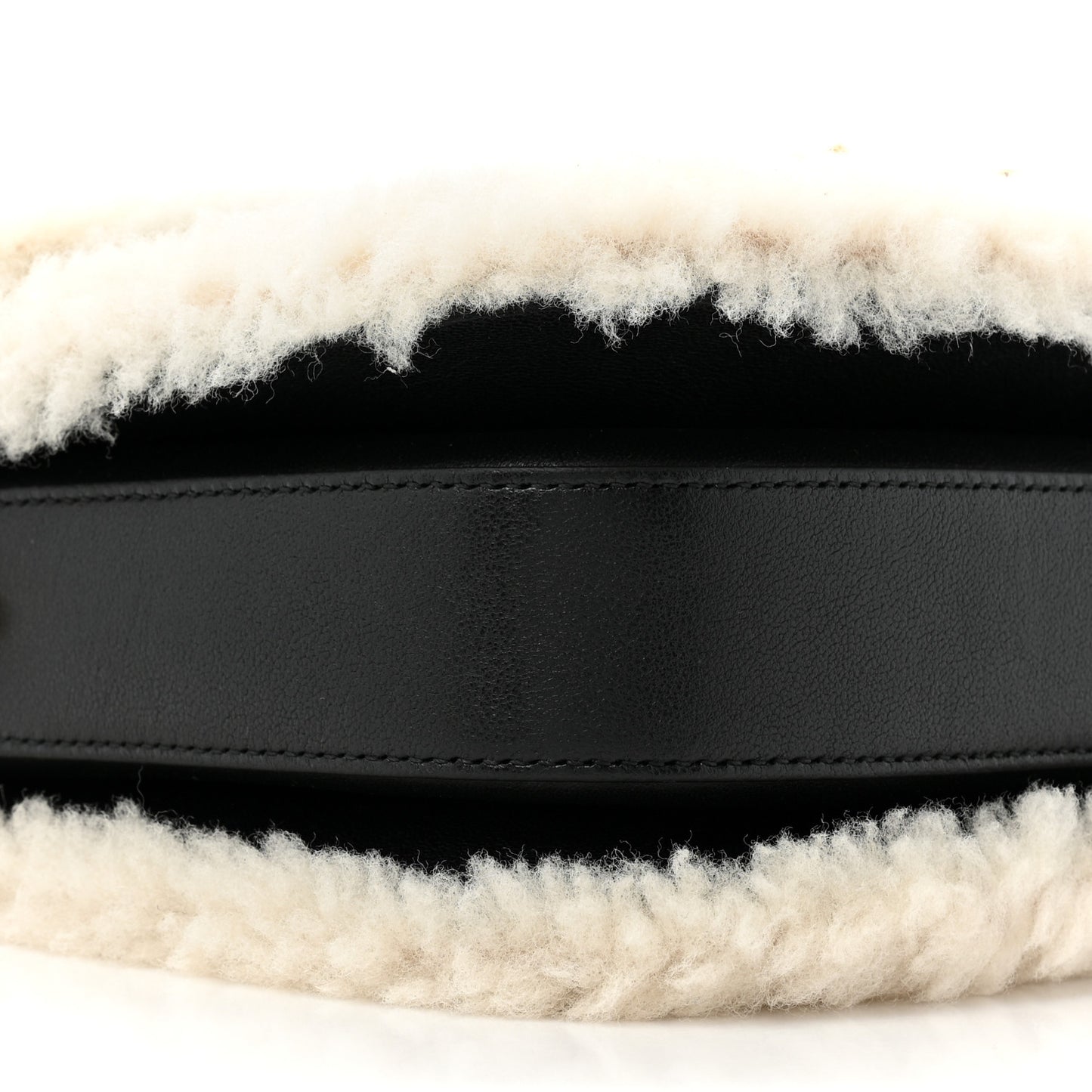 Sakai Be Green Calfskin Shearling Horsebit 1955 Shoulder Bag Black