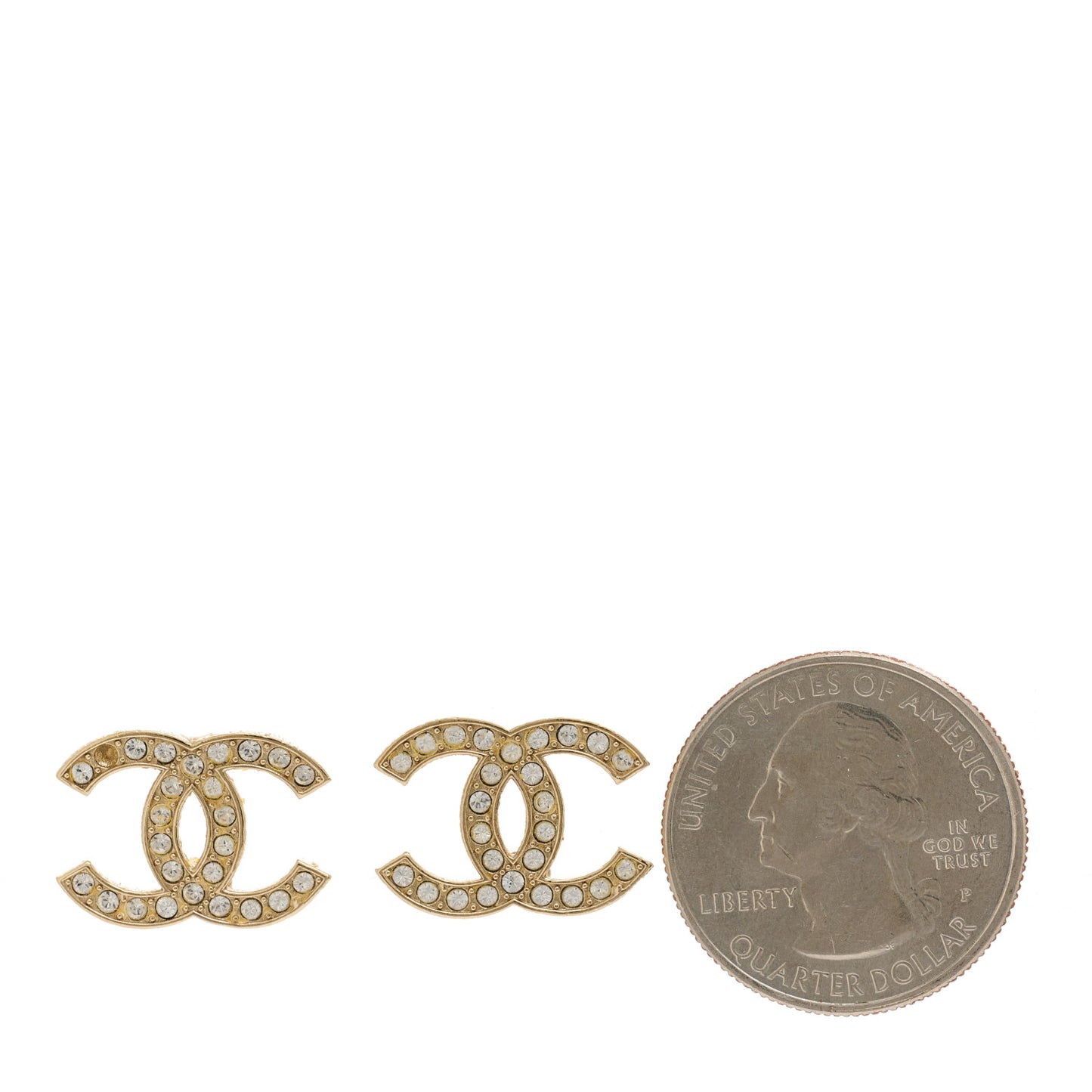 Crystal CC Earrings Light Gold