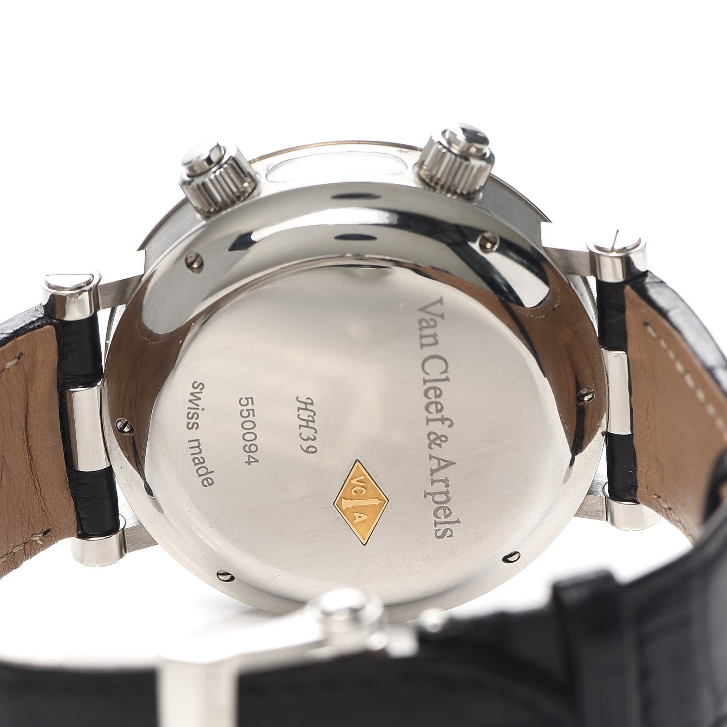 Van Cleef & Arpels Stainless Steel Alligator Mother of Pearl 43mm Reveil GMT Automatic Watch 4 of 5