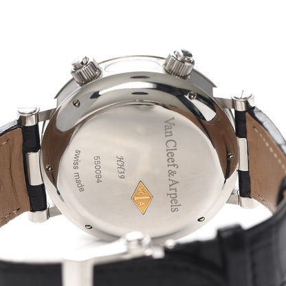 Van Cleef & Arpels Stainless Steel Alligator Mother of Pearl 43mm Reveil GMT Automatic Watch 4 of 5