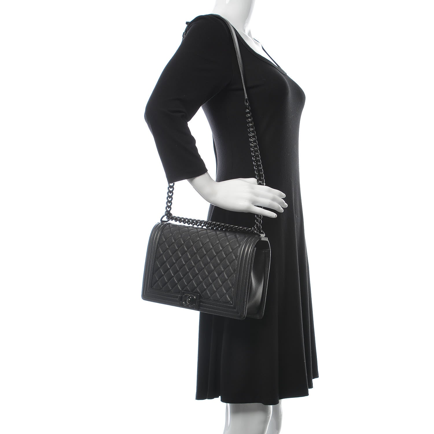 Chanel Caviar Quilted New Medium Boy Flap So Black 2 of 8