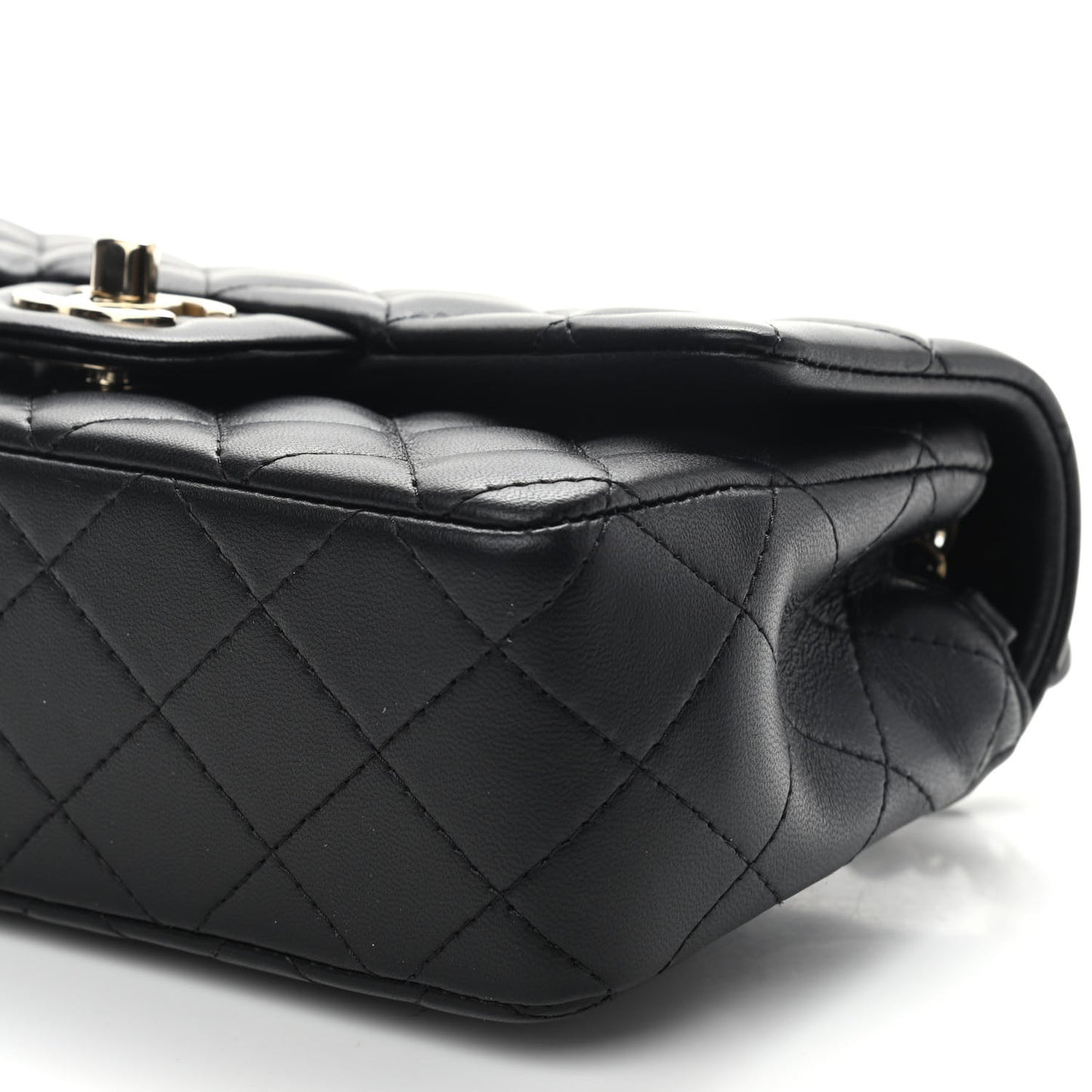 Lambskin Quilted Mini Rectangular Flap Black