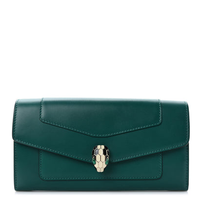 Bulgari Calfskin Serpenti Forever Chain Wallet Emerald Violet Amethyst 1 of 8