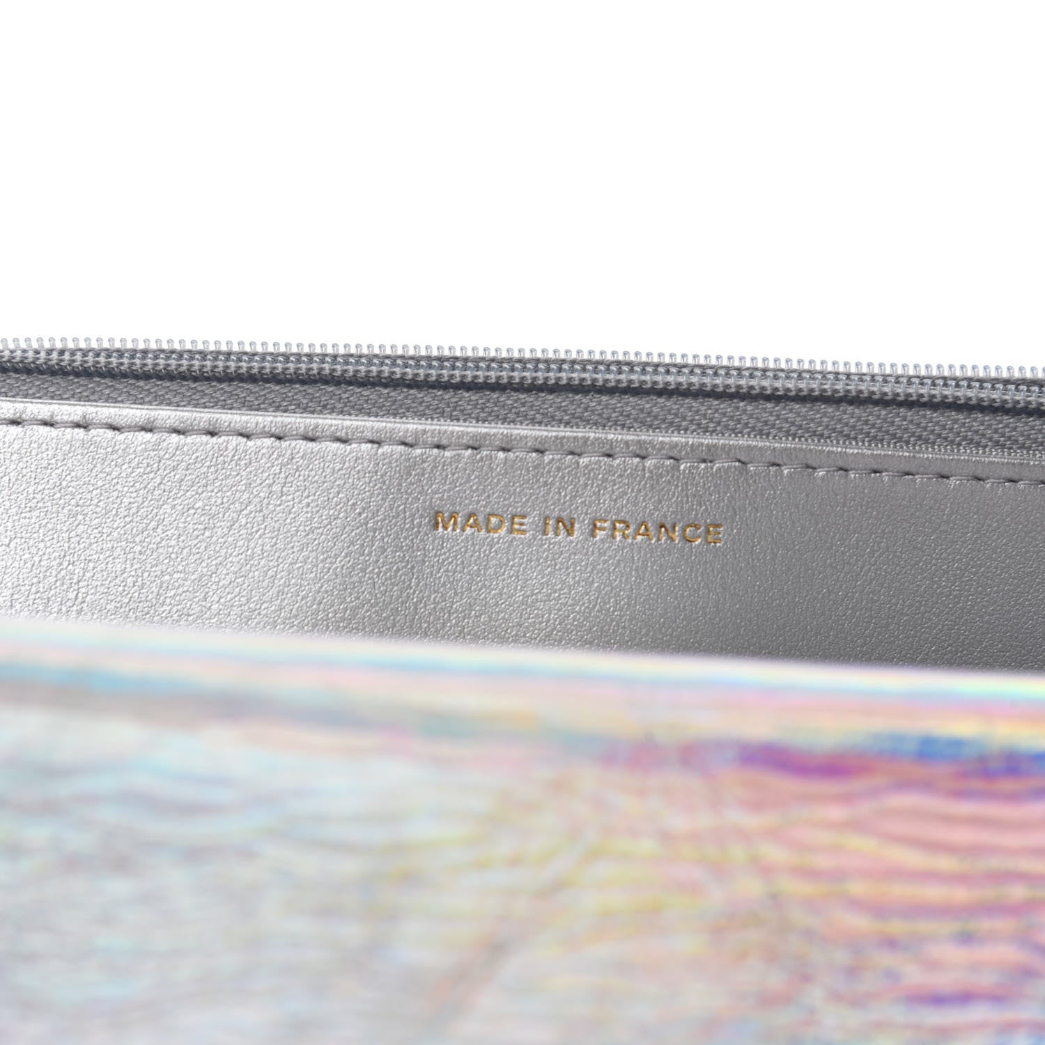 Chanel Iridescent Goatskin Quilted Wallet On Chain WOC Silver 9 of 12