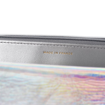Chanel Iridescent Goatskin Quilted Wallet On Chain WOC Silver 9 of 12