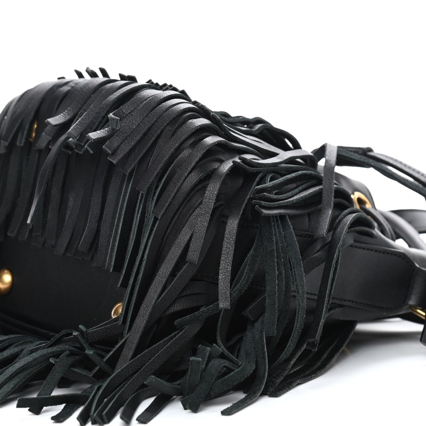 Calfskin Small Emmanuelle Fringe Hobo Bag Black