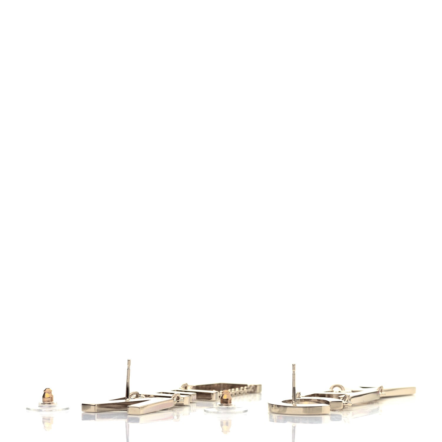 Chanel Metal Cha-Nel Logo Drop Earrings Gold 3 of 4