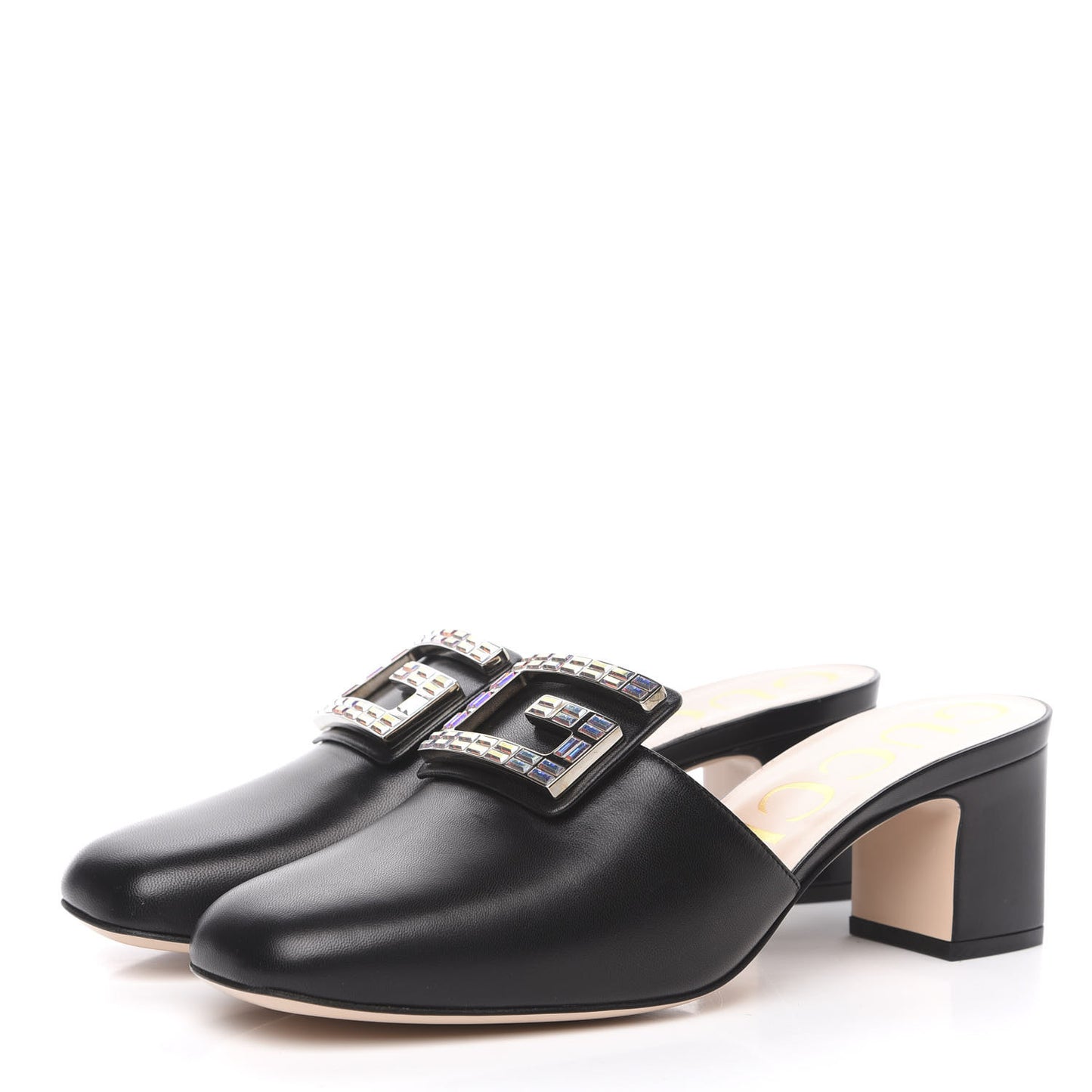 Malaga Kid Crystal Square G Madelyn Mules 40 Black