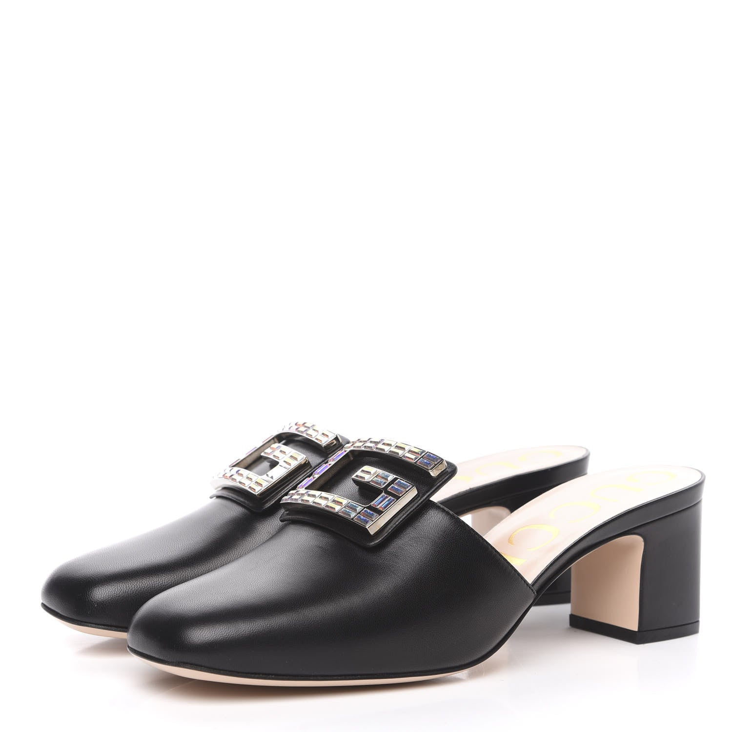 Gucci Malaga Kid Crystal Square G Madelyn Mules 40 Black 3 of 10