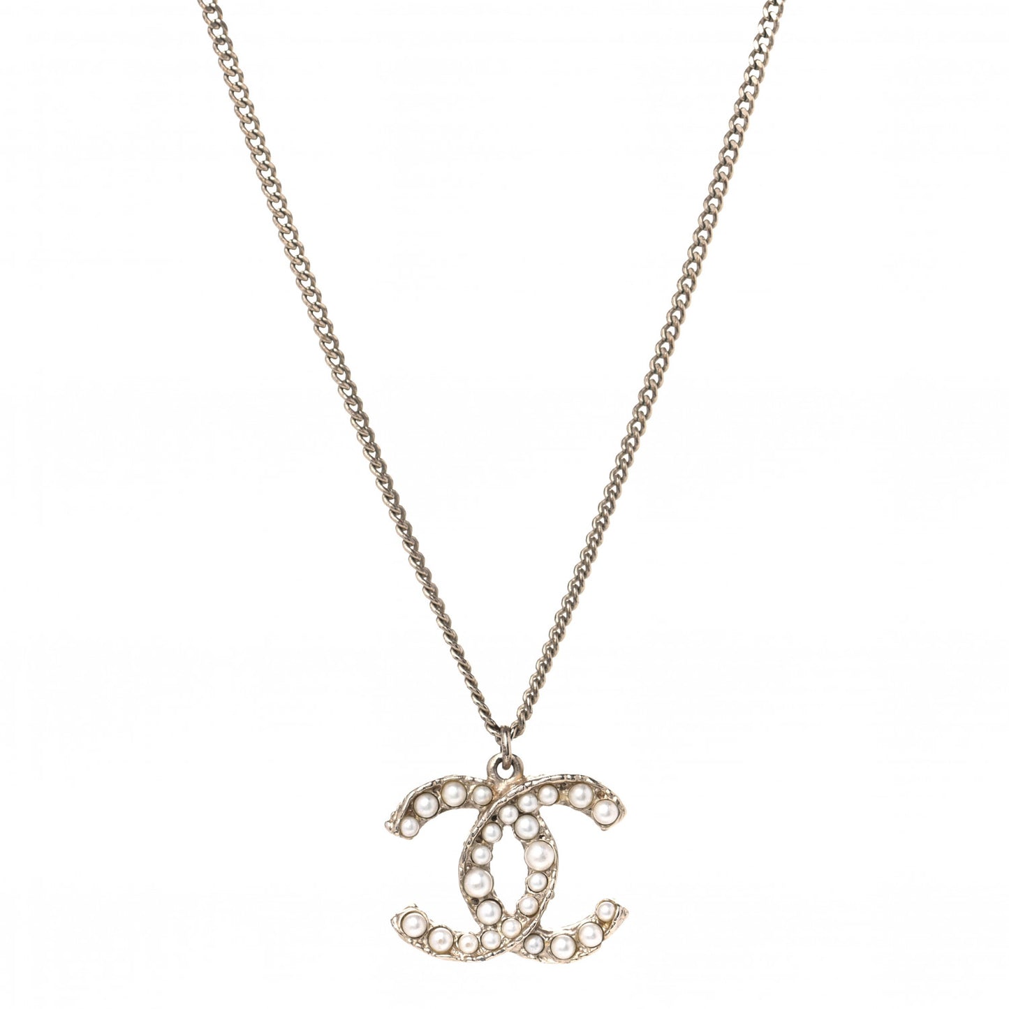 Pearl CC Pendant Necklace Light Gold