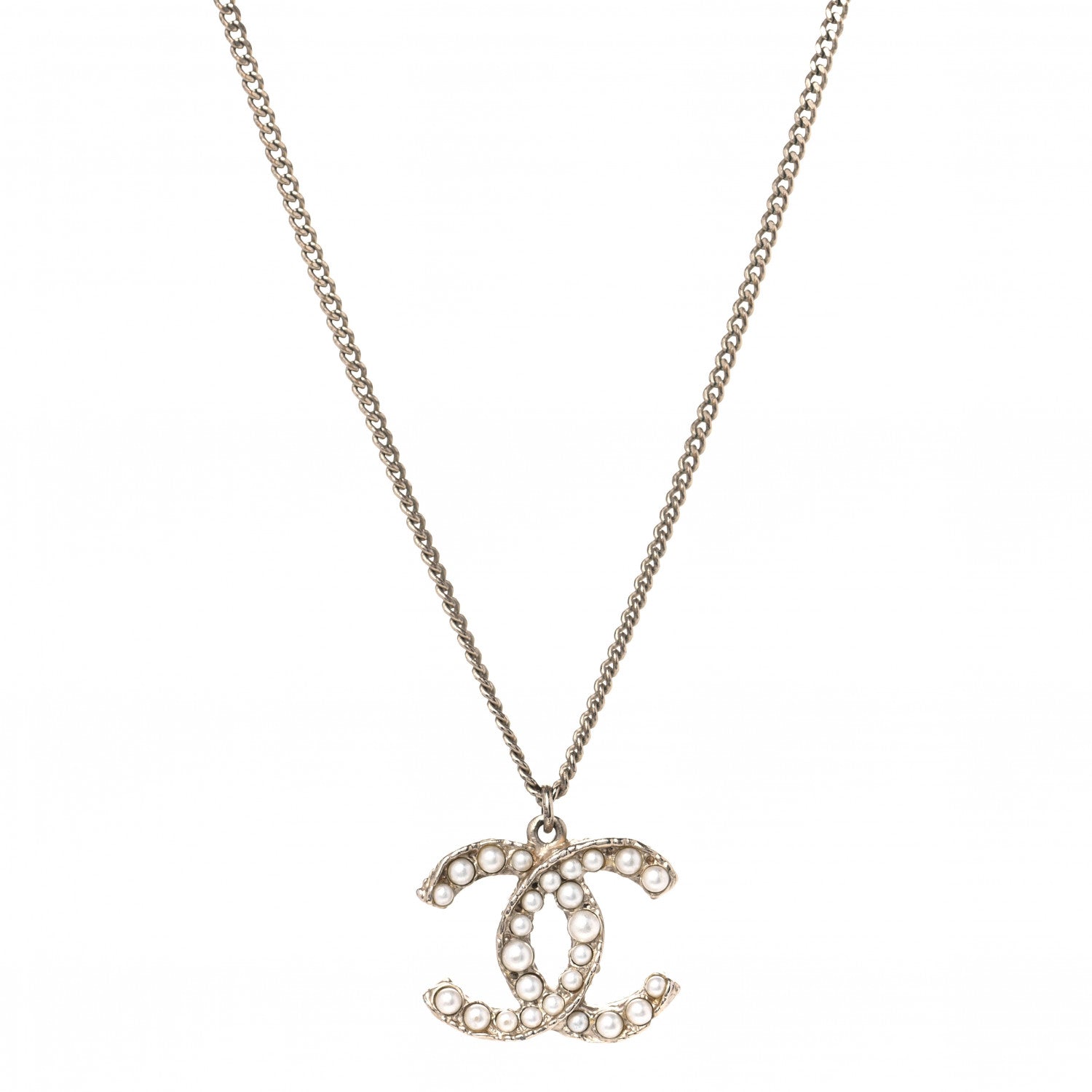 Chanel Pearl CC Pendant Necklace Light Gold 1 of 4