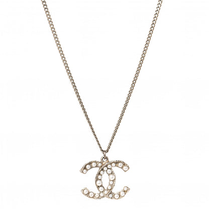 Chanel Pearl CC Pendant Necklace Light Gold 1 of 4