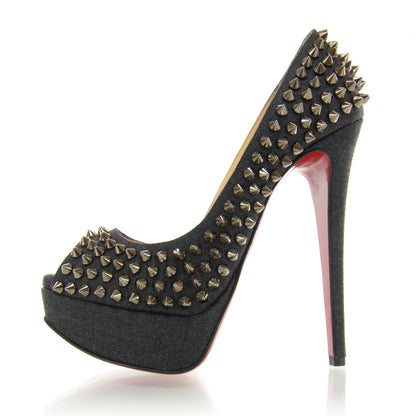 Christian Louboutin Fabric Lady Peep Spikes 150 Pumps 36 1 of 6