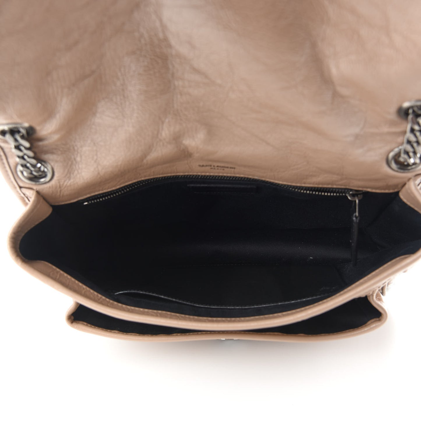 Crinkled Calfskin Matelasse Monogram Medium Niki Chain Satchel Light Natural