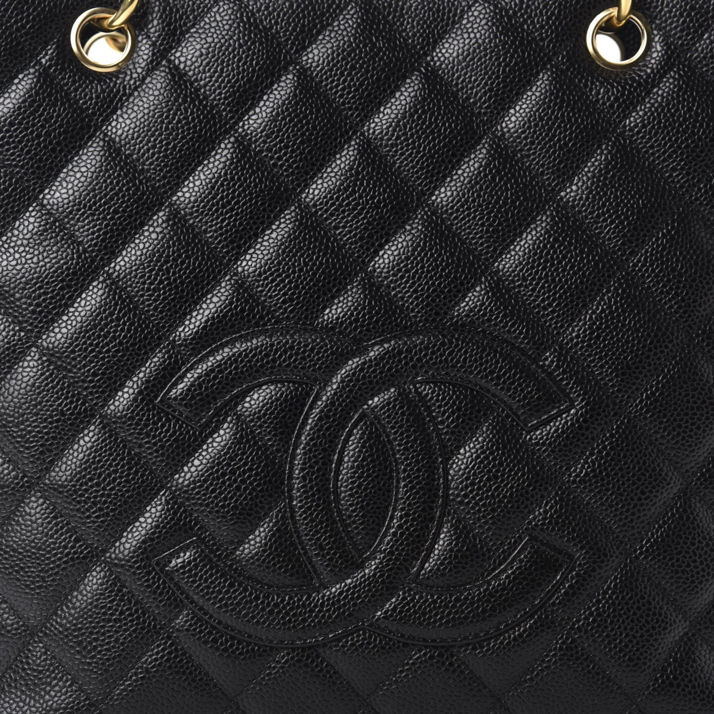 Caviar Quilted Petit Shopping Tote PST Black