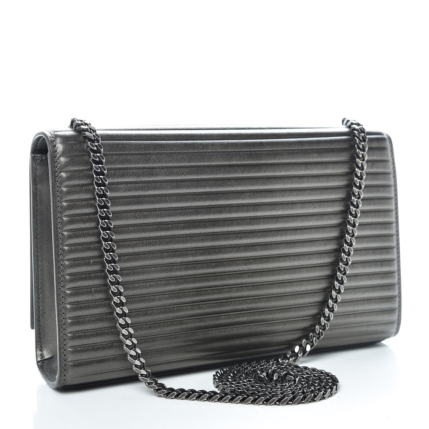 Ribbed Calfskin Medium Monogram Kate Satchel Anthracite
