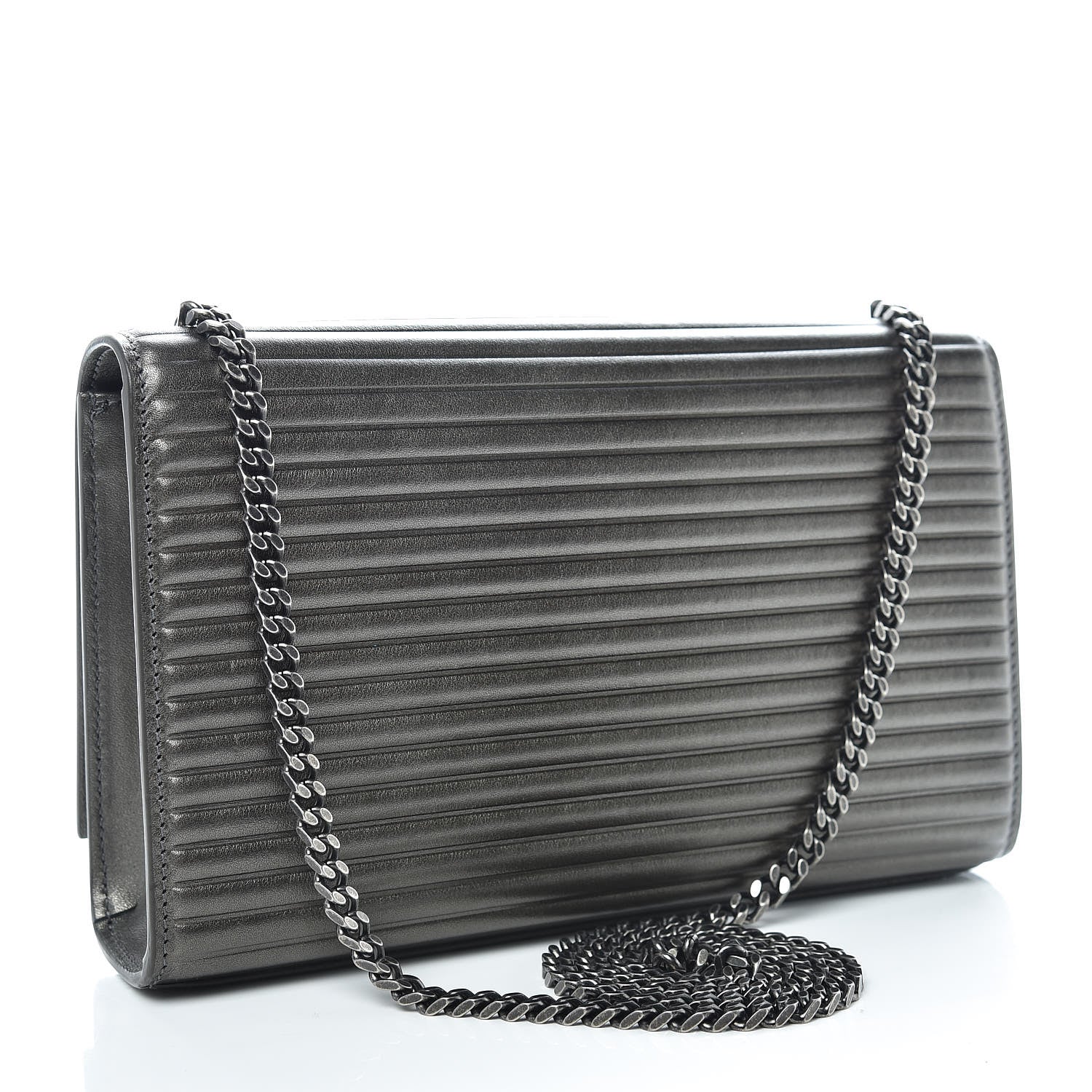 Saint Laurent Ribbed Calfskin Medium Monogram Kate Satchel Anthracite 3 of 11