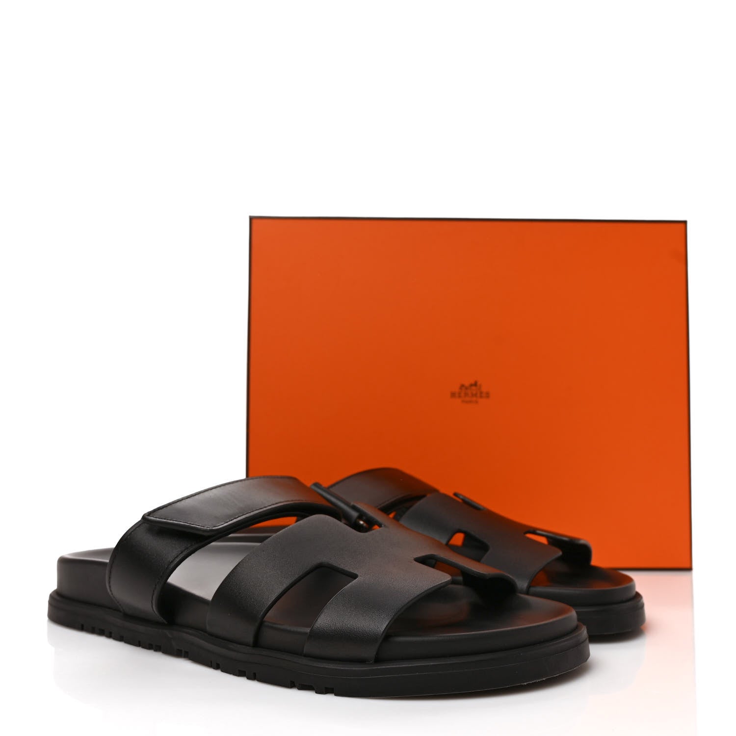 Hermes Calfskin Womens Chypre Sandals 38 Black 9 of 9