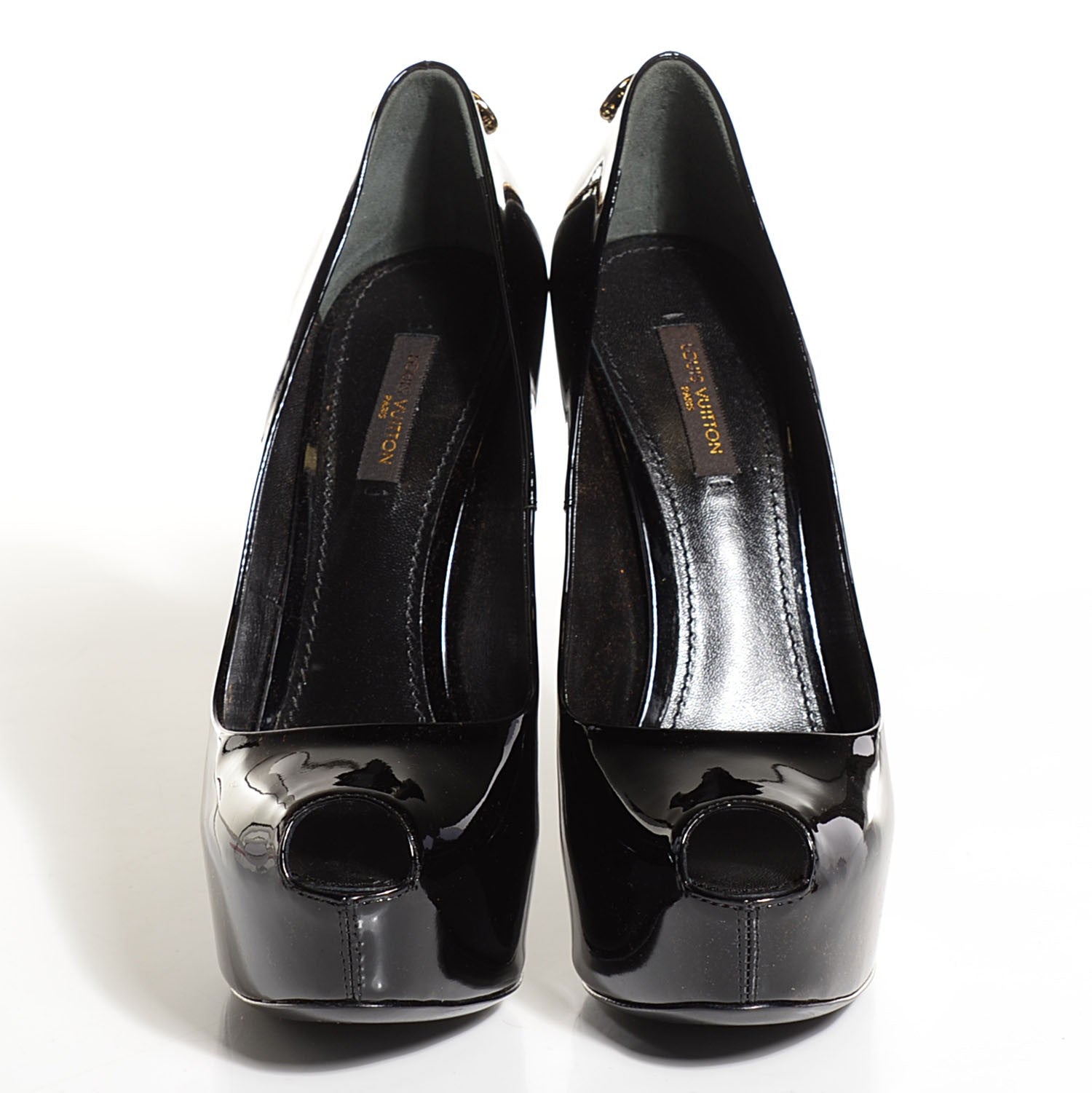 Louis Vuitton Patent Calfskin Oh Really Peep Toe Pumps 38 Black 2 of 7
