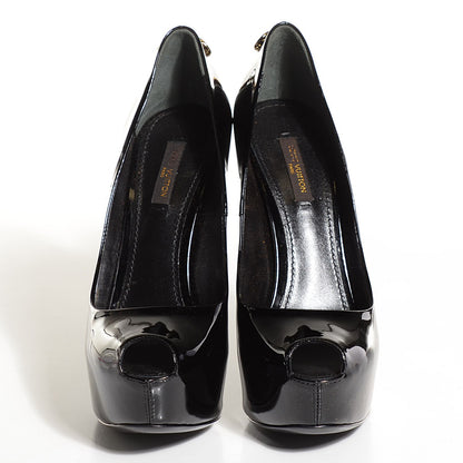 Louis Vuitton Patent Calfskin Oh Really Peep Toe Pumps 38 Black 2 of 7