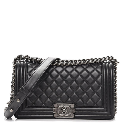 Chanel Lambskin Quilted Medium Boy Flap Black 1 of 8