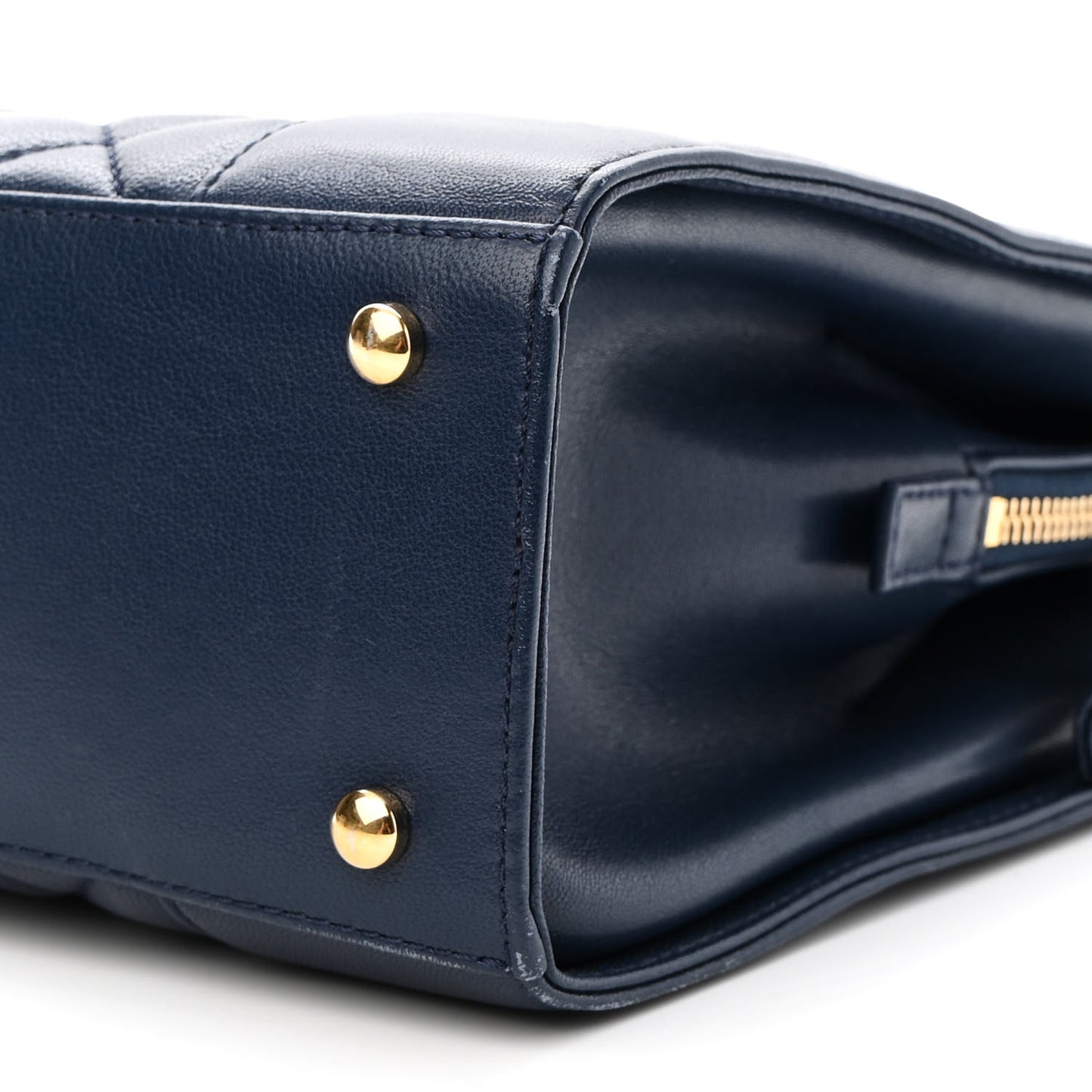 Sheepskin Quilted Mademoiselle Vintage Shopping Tote Navy