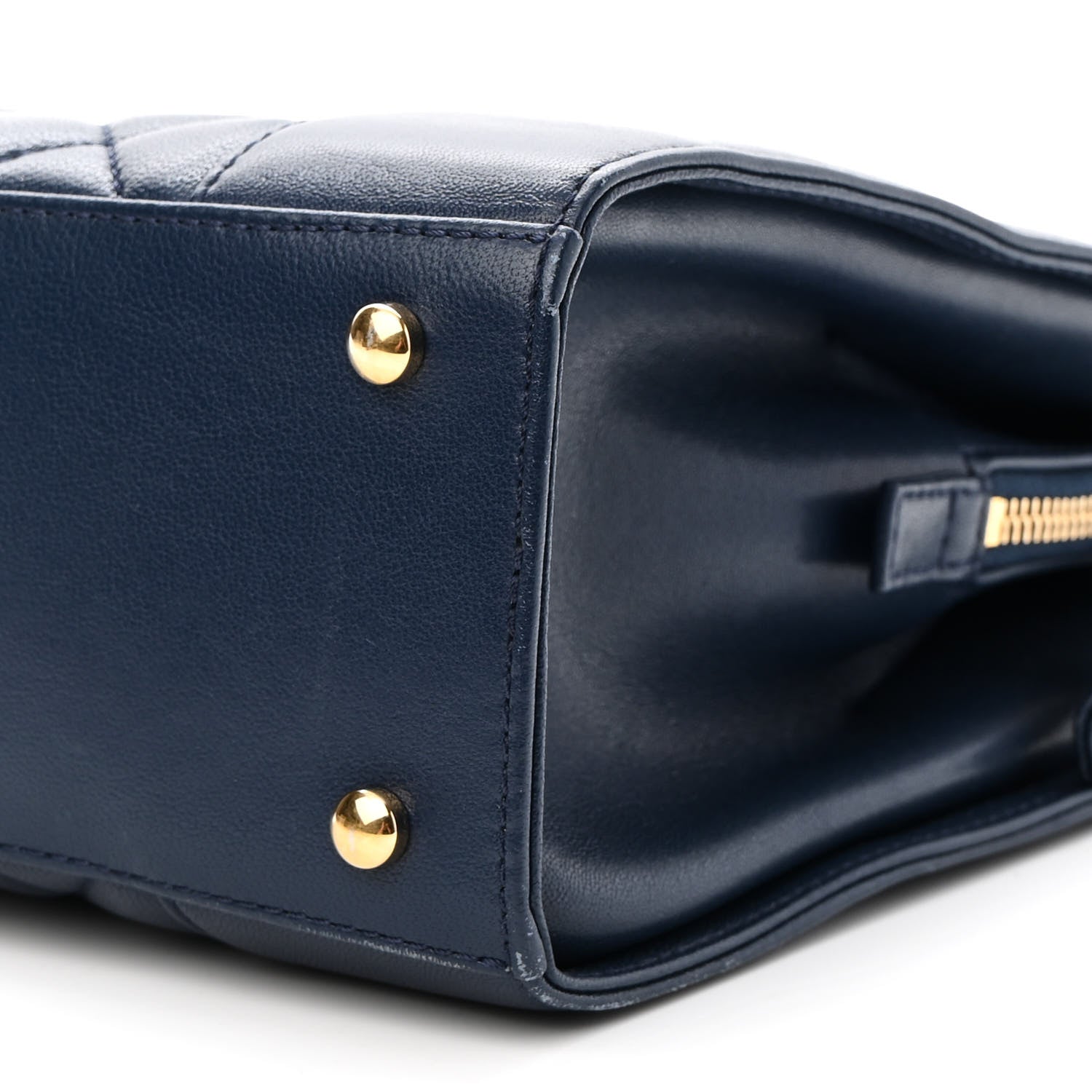 Chanel Sheepskin Quilted Mademoiselle Vintage Shopping Tote Navy 8 of 10
