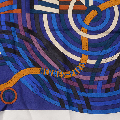Hermes Summer Twill Silk La Fabrique des Rubans Giant Scarf 140 Blanc Iris Ocre 5 of 6