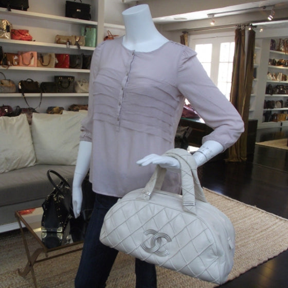 Chanel Lambskin Bowling Bag Ivory 2 of 12