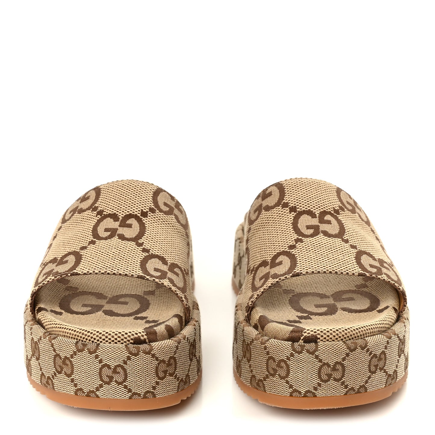 Monogram Maxi GG Angelina Platform 55mm Slide Sandals 41.5 Camel Ebony