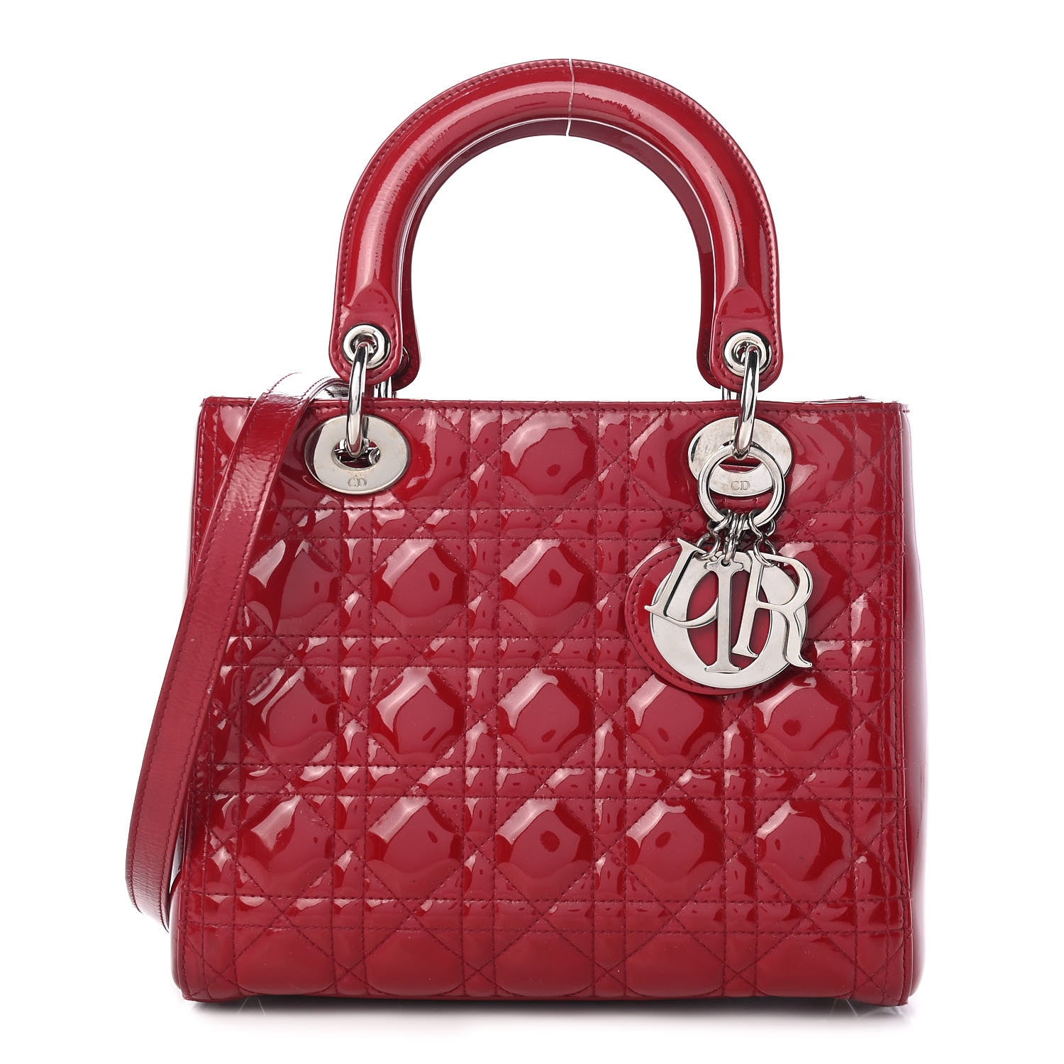 Christian Dior Patent Cannage Medium Lady Dior Red 1 of 9