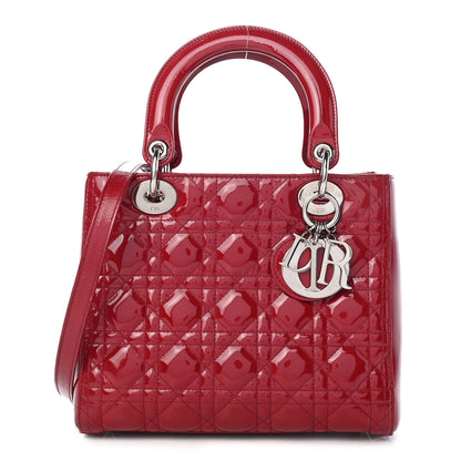 Christian Dior Patent Cannage Medium Lady Dior Red 1 of 9