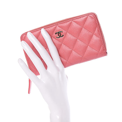 Chanel Iridescent Caviar Quilted Medium Zip Around Wallet Pink 2 of 12