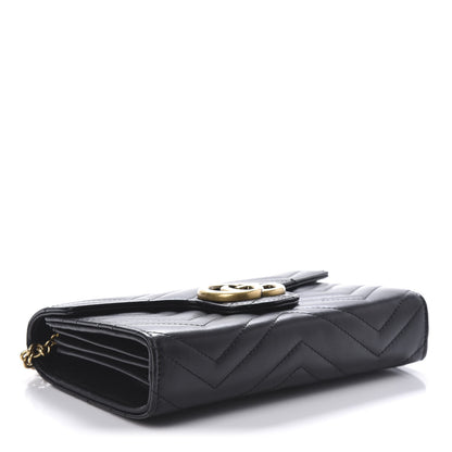 Gucci Calfskin Matelasse GG Marmont Chain Wallet Black 4 of 9